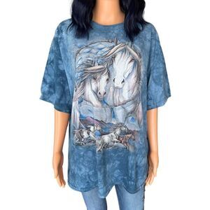 The Mountain Blue Oversized Horse Graphic Tee